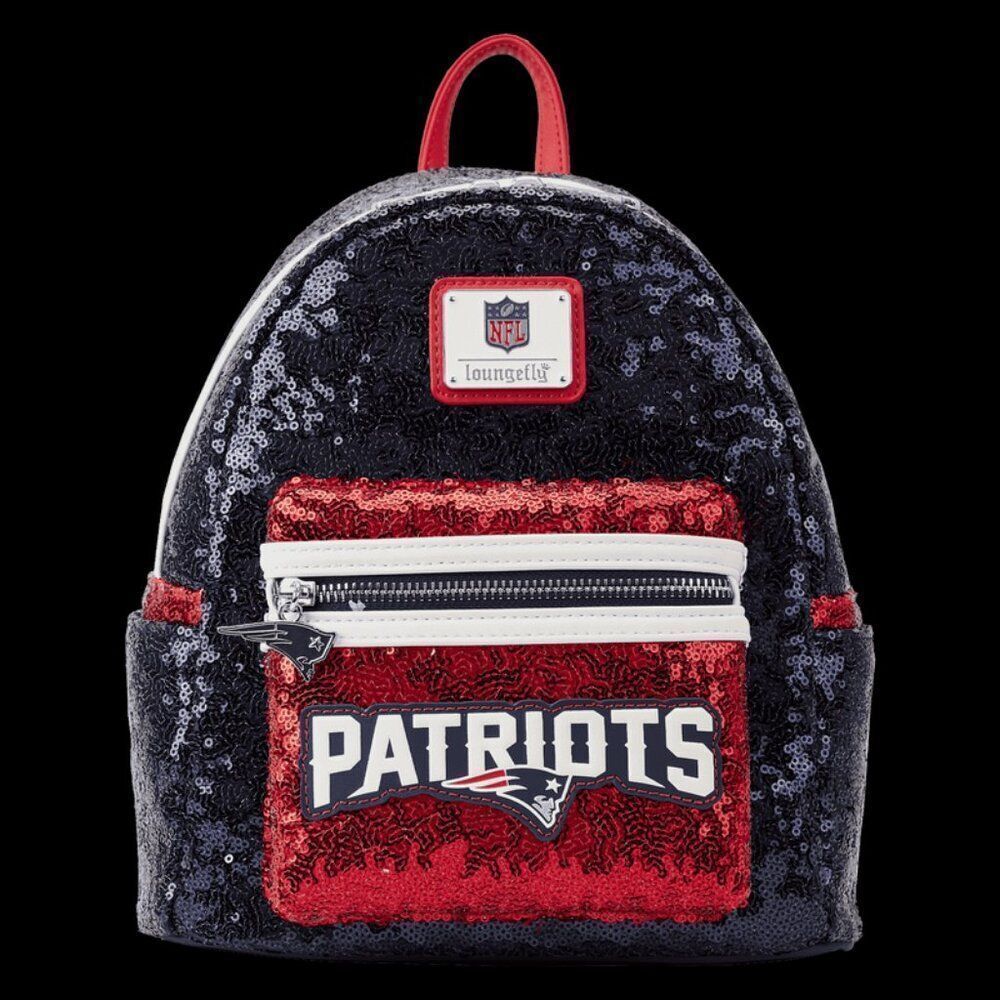 LOUNGEFLY NFL NEW ENGLAND PATRIOTS SEQUIN MINI BACKPACK NWT